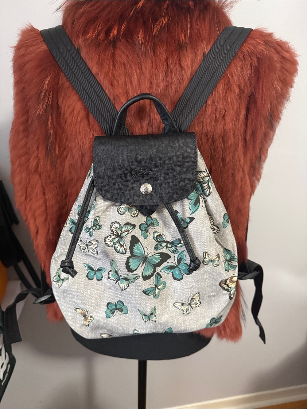 Authentic Longchamp  printed small nylon  back pack.
